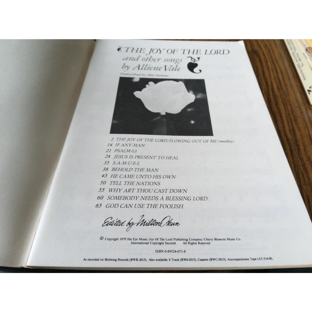 The Joy Of The Lord And Other Songs By Alliene Vale (1979 Cherry Lake Music Co)